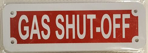 Gas Shut Off Sign (Red Reflective, Aluminium 2X6) in Kuwait