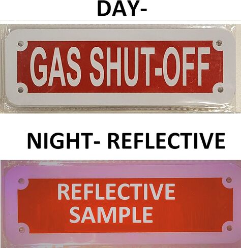 Gas Shut Off Sign (Red Reflective, Aluminium 2X6) in Kuwait