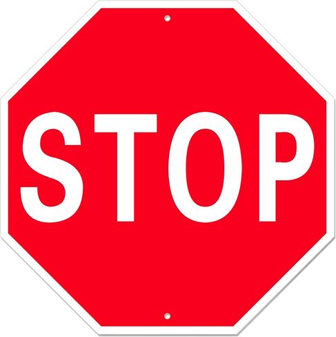 Stop Sign, 18 x 18 Inches Street Road Reflective Warning Signs, Rust Free Aluminum Sign, UV Protected and 2 Pre-drilled Holes in Kuwait