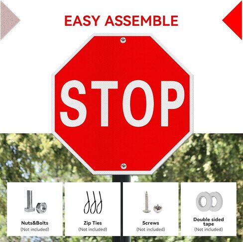 Stop Sign, 18 x 18 Inches Street Road Reflective Warning Signs, Rust Free Aluminum Sign, UV Protected and 2 Pre-drilled Holes in Kuwait