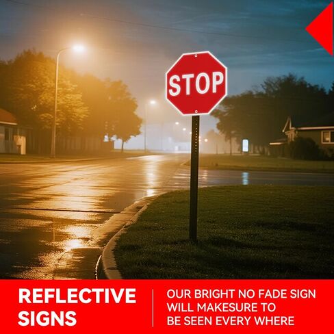 Stop Sign, 18 x 18 Inches Street Road Reflective Warning Signs, Rust Free Aluminum Sign, UV Protected and 2 Pre-drilled Holes in Kuwait