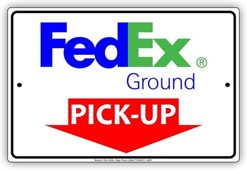 FedEx Ground Mail مع رسم بياني هنا، إشعار تحذيري للخدمة البريدية، لوحة تسجيل من معدن الألومنيوم مقاس 12 × 18 بوصة in Kuwait