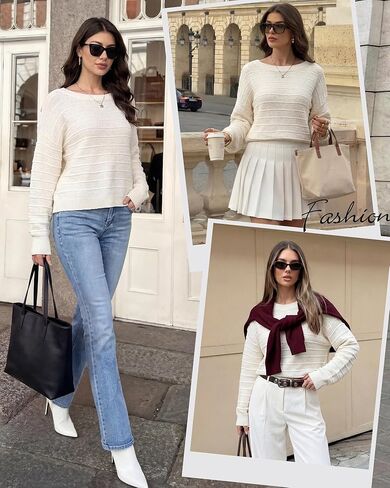 Cuffbow Women Back Bow Knot Sweater Long Sleeve Round Neck Bow Tie Knit Pullover Top Spring Cute Trendy Going out Tops in Saudi Arabia