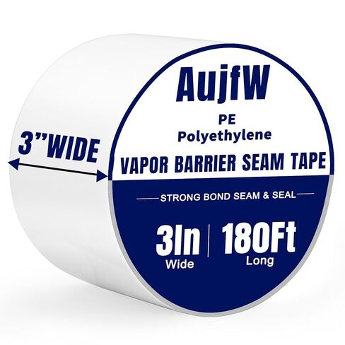 Vapor Barrier Tape, 3" Wide x 180' Long, 6 Roll, Polyethylene Tape, for Moisture Barriers and Crawl Spaces, Waterproof Seal and Seam Tape for Underlayment, Insulation and Plastic Liners in Saudi Arabia