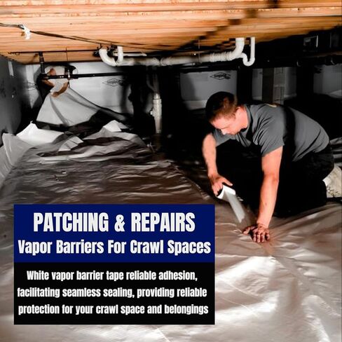 Vapor Barrier Tape, 3" Wide x 180' Long, 6 Roll, Polyethylene Tape, for Moisture Barriers and Crawl Spaces, Waterproof Seal and Seam Tape for Underlayment, Insulation and Plastic Liners in Saudi Arabia