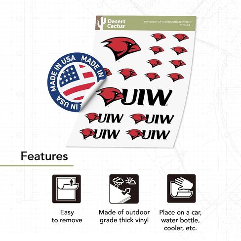 ملصق كلمة جامعة صبار الصحراء المتجسد UIW Cardinals شارات الفينيل زجاجة مياه للكمبيوتر المحمول سجل قصاصات السيارة T1 (النوع 1-1) in Kuwait