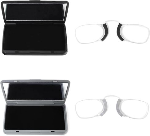 DXYXYO Armless Rimless Reading Glasses with Mirror Case, 2 Pack Clip On Thin Blue Light Blocking Readers for Men Women in Kuwait