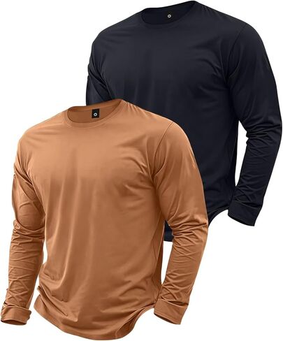 2 Pack Men's Spring Autumn Thin Long-Sleeve T-Shirt Base Layer Fashion Casual Sports for Boyfriend or Husband in Saudi Arabia