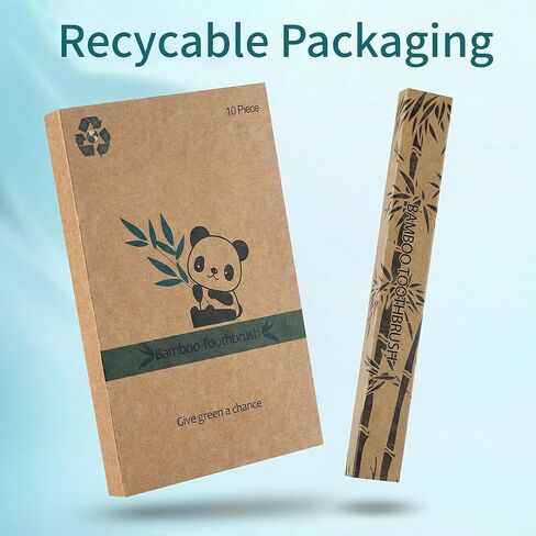 Gufiky Bamboo Toothbrushes - 10 Pack, Soft Castor Oil Bristles Natural Toothbrush, Biodegradable, Non-Toxic Eco-Friendly Wooden Toothbrush for Adults, Plastic-Free Toothbrush & Packaging in Kuwait
