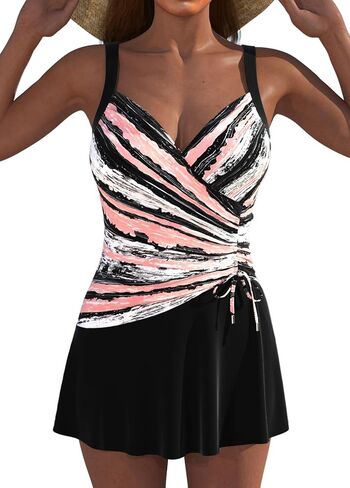 ROSEWE Modest One Piece Swimsuits for Womens, Tummy Coverage Swimwear with Skirts, Mock Two-Piece Bathing Suits in Kuwait