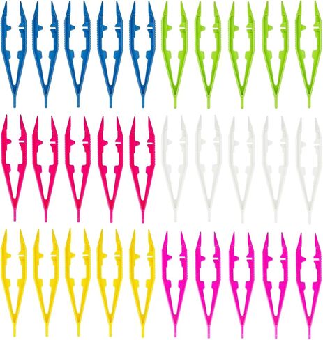 Markeny 100 Pack Plastic Tweezers Assorted Colors Plastic Beads Tweezers First Stickers Beading Projects Handmade DIY for Jewelry Making DIY Crafts in Kuwait