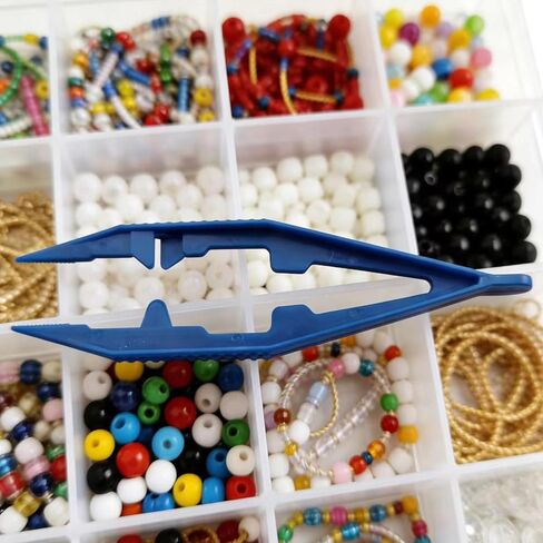 Markeny 100 Pack Plastic Tweezers Assorted Colors Plastic Beads Tweezers First Stickers Beading Projects Handmade DIY for Jewelry Making DIY Crafts in Kuwait