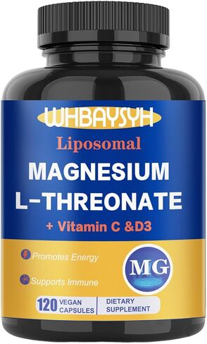 Magnesium L-Threonate Supplement 2000mg,Liposomal Magnesium Threonate High Absorption for Energy &Immune,Vegan, Non-GMO,120 Capsules(Pack of 1) in Kuwait