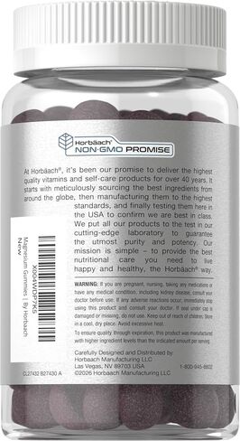 Horbäach Magnesium Glycinate Gummies | 60 Count | Sour Grape Flavor | High Absorption | Vegan, Non-GMO, Gluten Free in Kuwait