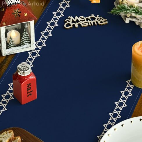 وضع Artoid السداسية Hanukkah الجدول عداء، نجمة داود اليهودية Chanukah عطلة المطبخ طاولة الطعام الديكور لديكور المنزل الطرف 13x72 بوصة in Kuwait