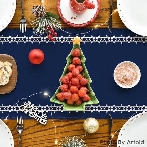 وضع Artoid السداسية Hanukkah الجدول عداء، نجمة داود اليهودية Chanukah عطلة المطبخ طاولة الطعام الديكور لديكور المنزل الطرف 13x72 بوصة in Kuwait