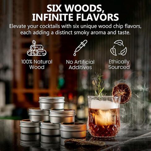 Silva Imbue Whiskey Smoker Kit with Torch – 6 Wood Chips, Oak Lid, Glasses, Ice Molds, Bar Tools & Recipe Book – Whiskey & Bourbon Cocktail Smoker Set in Kuwait