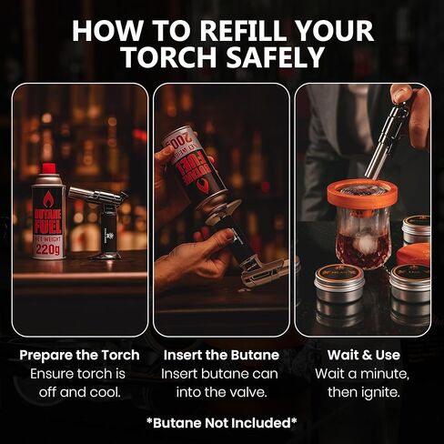 Silva Imbue Whiskey Smoker Kit with Torch – 6 Wood Chips, Oak Lid, Glasses, Ice Molds, Bar Tools & Recipe Book – Whiskey & Bourbon Cocktail Smoker Set in Kuwait