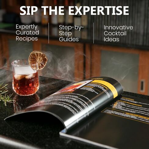 Silva Imbue Whiskey Smoker Kit with Torch – 6 Wood Chips, Oak Lid, Glasses, Ice Molds, Bar Tools & Recipe Book – Whiskey & Bourbon Cocktail Smoker Set in Kuwait
