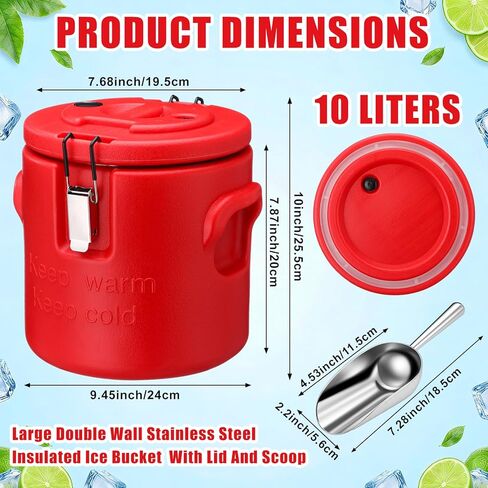 meekoo 10L Large Insulated Ice Bucket with Lid and Scoop Double Wall Stainless Steel Insulated Ice Buckets for Party Cooler for Wine Champagne Beer Cocktails Outdoor Beach Poolside Chilling Use in Kuwait