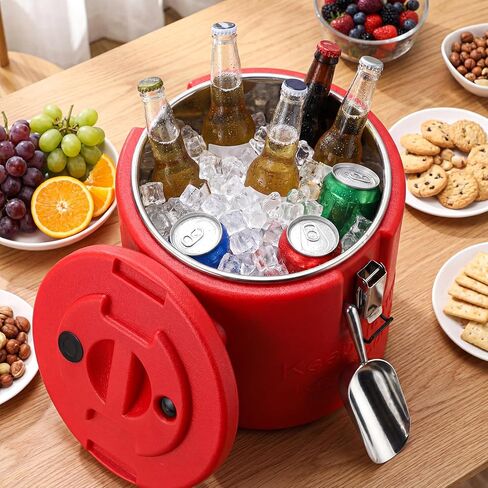 meekoo 10L Large Insulated Ice Bucket with Lid and Scoop Double Wall Stainless Steel Insulated Ice Buckets for Party Cooler for Wine Champagne Beer Cocktails Outdoor Beach Poolside Chilling Use in Kuwait