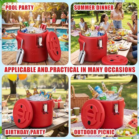 meekoo 10L Large Insulated Ice Bucket with Lid and Scoop Double Wall Stainless Steel Insulated Ice Buckets for Party Cooler for Wine Champagne Beer Cocktails Outdoor Beach Poolside Chilling Use in Kuwait