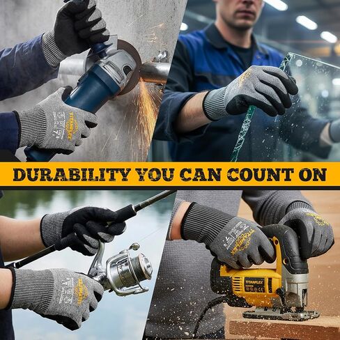 TitanFlex Cut Resistant Gloves ANSI A5, Work Gloves with Sandy Nitrile Grip,Black in Kuwait