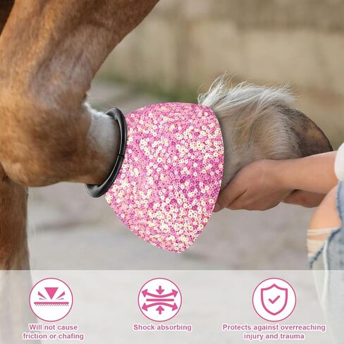 1 Pair Pink Sparkle Women's Horse Bell Boots Rubber Equine Bell Boots Protect Against Hoof Frictionless Design for Female Equine Hoof Care Quick Wrap Shield Horse Racing Festival in Kuwait
