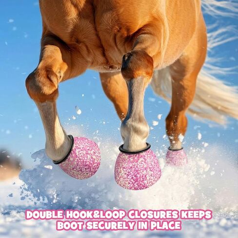 1 Pair Pink Sparkle Women's Horse Bell Boots Rubber Equine Bell Boots Protect Against Hoof Frictionless Design for Female Equine Hoof Care Quick Wrap Shield Horse Racing Festival in Kuwait