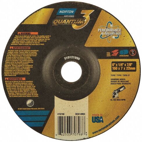 6" Type 27 Ceramic Depressed Center Wheels, 7/8" Arbor, 1/4"-Thick, 10,185 Max. RPM in Kuwait