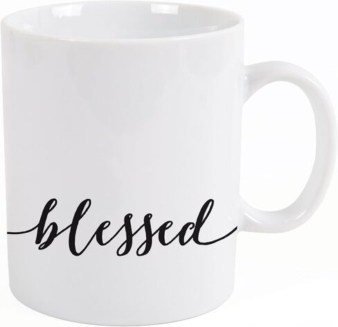Blessed Script Design White 15 Ounce Ceramic Coffee Mug in Saudi Arabia