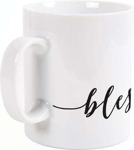 Blessed Script Design White 15 Ounce Ceramic Coffee Mug in Kuwait