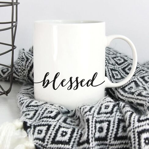 Blessed Script Design White 15 Ounce Ceramic Coffee Mug in Kuwait