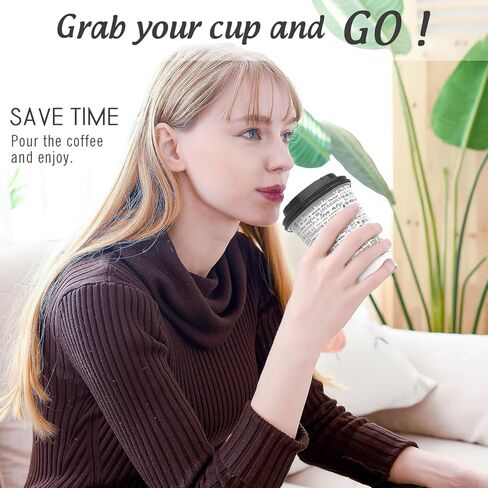 SPRINGPACK Disposable Paper Coffee Cups with Lids, 100 pack 12 oz Double Wall Paper Cups, Insulated Takeaway To Go Hot Drinking Cups for Home Office Travel Wedding Party Supply in Kuwait