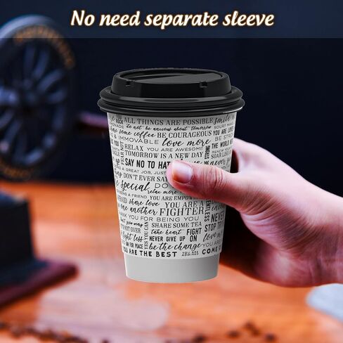 SPRINGPACK Disposable Paper Coffee Cups with Lids, 100 pack 12 oz Double Wall Paper Cups, Insulated Takeaway To Go Hot Drinking Cups for Home Office Travel Wedding Party Supply in Kuwait