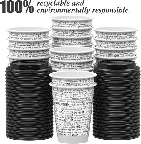 SPRINGPACK Disposable Paper Coffee Cups with Lids, 100 pack 12 oz Double Wall Paper Cups, Insulated Takeaway To Go Hot Drinking Cups for Home Office Travel Wedding Party Supply in Kuwait