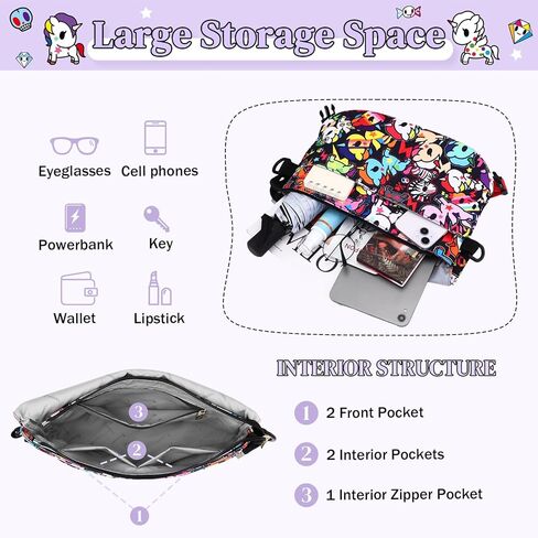 Tokidoki Unicorno Canvas Messenger Shoulder Bag Cute Crossbody Purse Casual Satchel for Women College Travel Office in Saudi Arabia
