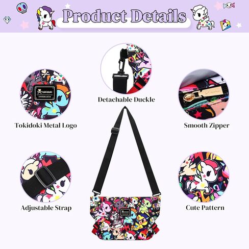 Tokidoki Unicorno Canvas Messenger Shoulder Bag Cute Crossbody Purse Casual Satchel for Women College Travel Office in Saudi Arabia