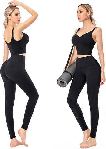 High Waisted Leggings for Women Tummy Tight Soft Pants for Workout Athletic Yoga No See Through in Kuwait