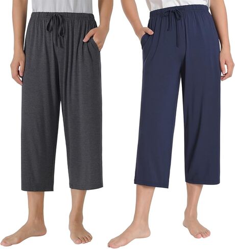 Latuza Women's Bamboo Viscose Wide Leg Capri Pajama Pants Loose Lounge Capris in Saudi Arabia