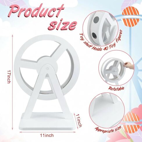Pinkunn Ferris Wheel Shelf Compatible with Tonies 360° Magnetic Floating Shelves Wooden Magnetic Shelf Compatible with Tonie Box and Figures Storage Hold 50-70 Character for Room Decor(Wooden) in Saudi Arabia