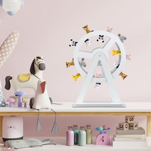 Pinkunn Ferris Wheel Shelf Compatible with Tonies 360° Magnetic Floating Shelves Wooden Magnetic Shelf Compatible with Tonie Box and Figures Storage Hold 50-70 Character for Room Decor(Wooden) in Saudi Arabia