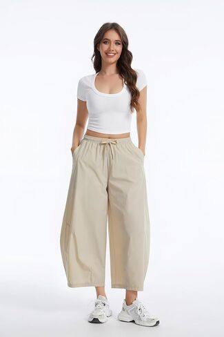 OVRUNS Barrel Pants Women Lightweight Quick Dry Baggy Ankle Wide Leg Hiking Pants with Pockets in Saudi Arabia
