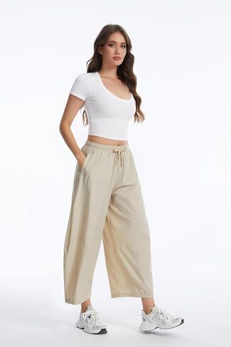 OVRUNS Barrel Pants Women Lightweight Quick Dry Baggy Ankle Wide Leg Hiking Pants with Pockets in Saudi Arabia