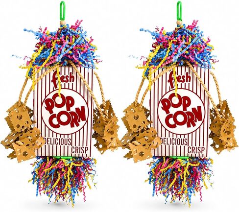 Bonka Bird Toys 2318 Popcorn Explosion 15" High by 5" Wide Medium Large Parrot Chew Bird Toy, Amazons, Conure, African Greys, and Other Similar Birds in Kuwait