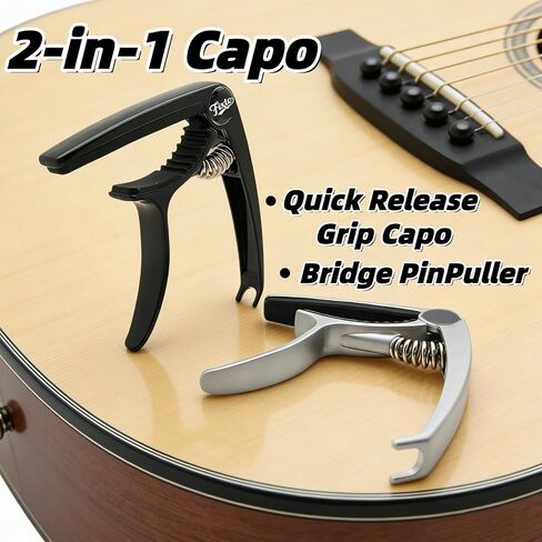 Guitar Accessories Kit – Guitar Strap, Capo, Tuner, Picks, String Winder and Cleaning Cloth for Acoustic, Electric, Bass & Ukulele – Ideal Guitar Gifts for Beginners and Professionals in Saudi Arabia