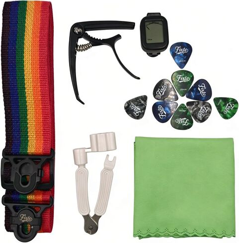 Guitar Accessories Kit – Guitar Strap, Capo, Tuner, Picks, String Winder and Cleaning Cloth for Acoustic, Electric, Bass & Ukulele – Ideal Guitar Gifts for Beginners and Professionals in Saudi Arabia
