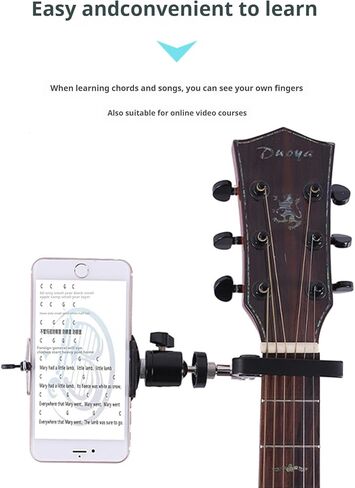 حامل هاتف لأفكار هدايا مشغل الجيتار للجيتار كابو Android وiPhone متوافق مع قاعدة تثبيت الرأس ومشبك الرقبة للهاتف الخلوي ومساعد الموسيقيين وعشاق الجيتار وإكسسوارات هدايا رائعة للرجال in Kuwait