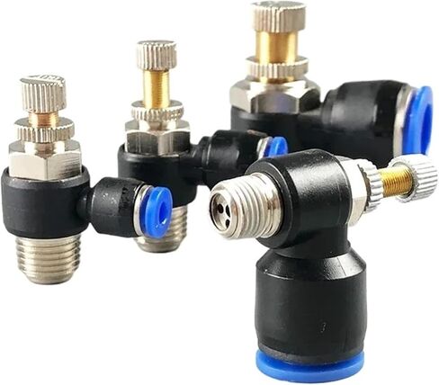 5PCS SL Series Brass Throttle Valve with 90° Elbow Control Valve Push-In OD 4/6/8/10/12mm Industrial Air Speed Regulating Valve(SL4-M5) in Saudi Arabia