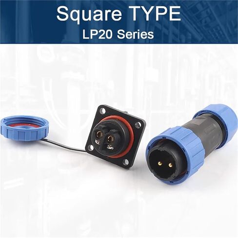 LP20/SP20 Connector Socket Nut/Square/Docking/Flange 2-7 Pin Screw Type No Welding Power 1Pcs(Square Type,2P) in Kuwait